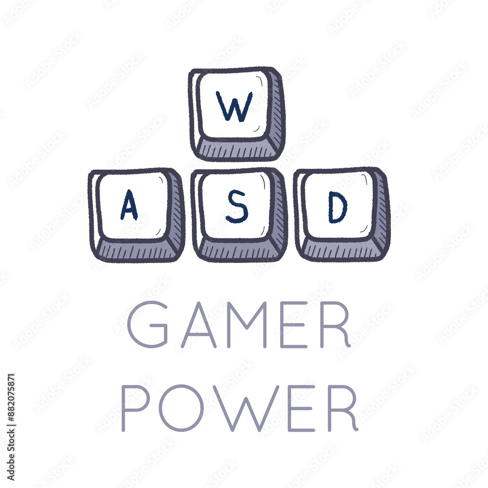 Video gaming t-shirt design - WASD keys used in PC video games. Gamer power. Transparent isolated PNG. Video gaming t-shirt design - WASD keys used in PC video games. Gamer power. Transparent isolated PNG.