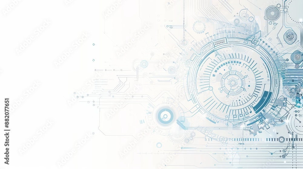 Obraz premium Abstract Technology Background with Gears and Circuit Elements. Generative AI