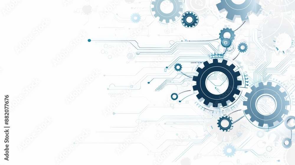 Abstract Technology Background with Gears and Circuit Elements. Generative AI Abstract Technology Background with Gears and Circuit Elements. Generative AI