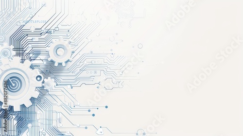 Abstract Technology Background with Gears and Circuit Elements. Generative AI