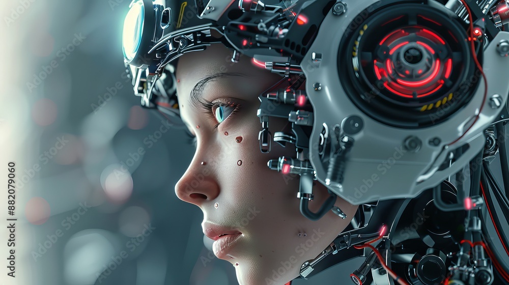 A woman with robotic parts