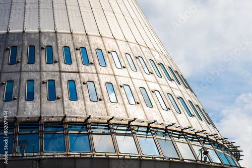 Detail of the facade of a tower of Jested transmiter in Czechia
