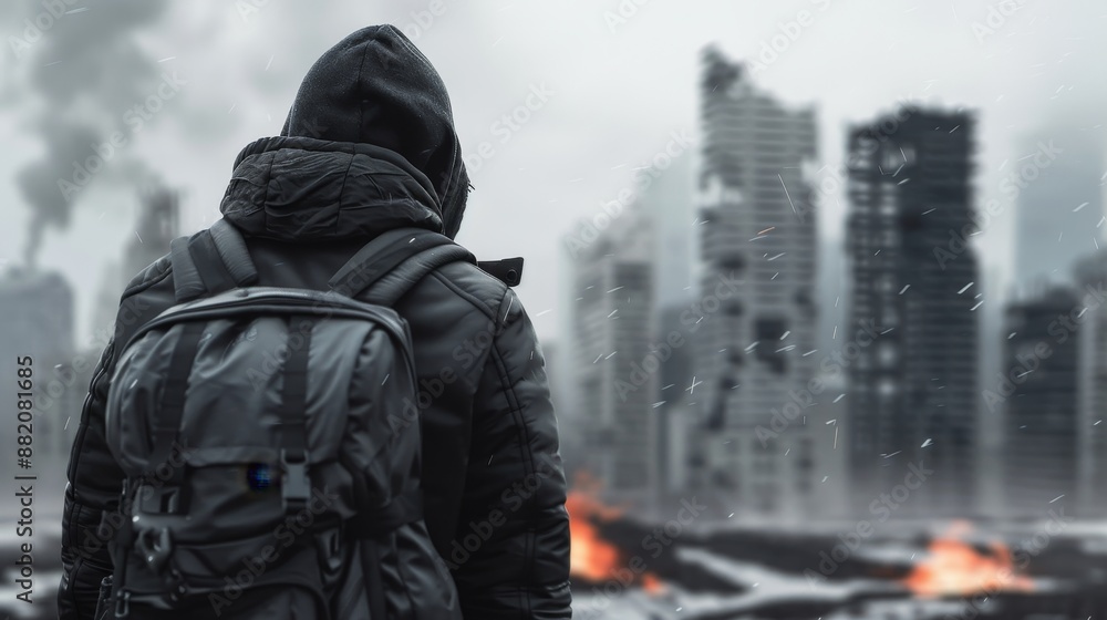 A resilient survivor in a post-apocalyptic landscape, demonstrating strength and persistence in the face of adversity, an image of human endurance A resilient survivor in a post-apocalyptic landscape, demonstrating strength and persistence in the face of adversity, an image of human endurance