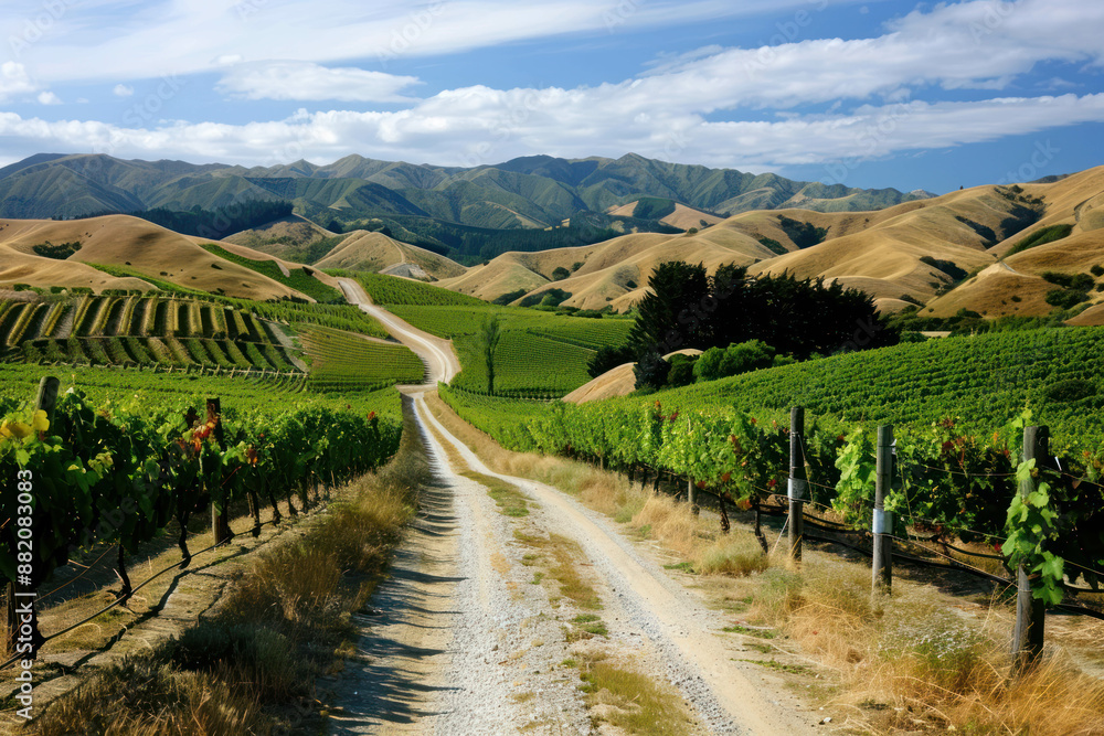 Naklejka premium A scenic route through picturesque vineyards