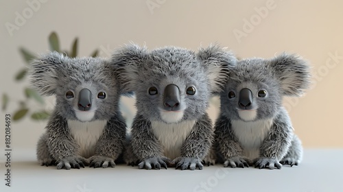 3d cartoon koala set adorable