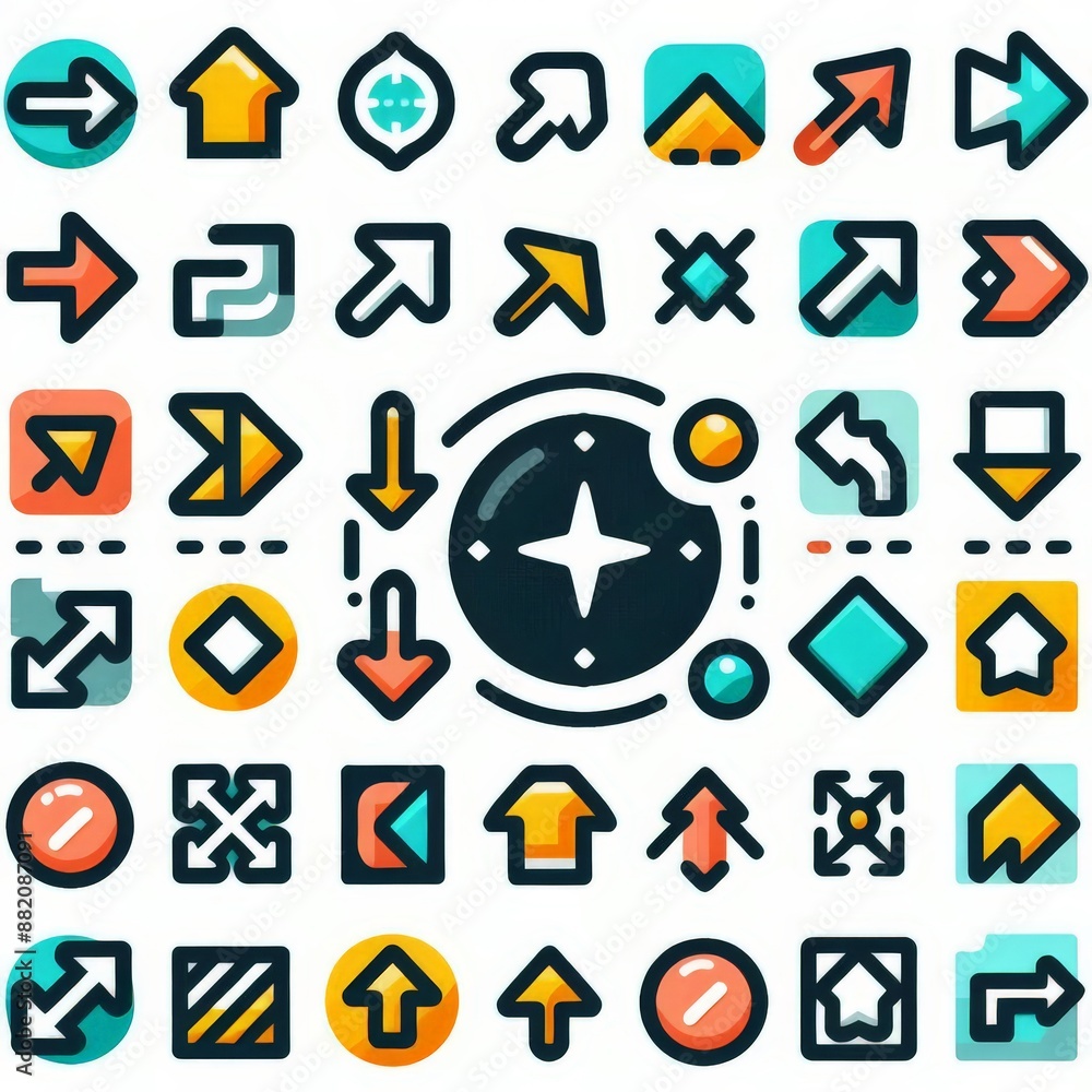 Arrows set of colors icons. Arrow icon. Arrow vector collection. Arrow. Cursor. Modern simple arrows. Vector illustration Arrows set of colors icons. Arrow icon. Arrow vector collection. Arrow. Cursor. Modern simple arrows. Vector illustration
