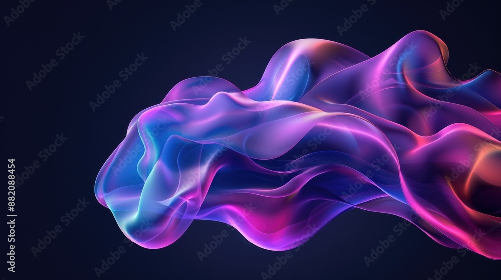 Abstract 3D Shape. Mesh of Glowing Blue and Purple Liquid Blobs in Playful Air Motion Abstract 3D Shape. Mesh of Glowing Blue and Purple Liquid Blobs in Playful Air Motion