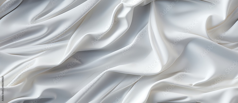 White silk fabric with soft flowing folds. White silk fabric with soft flowing folds.