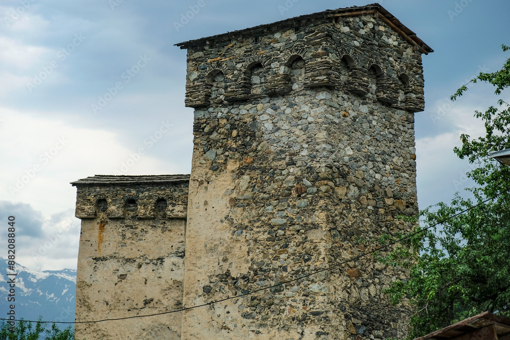 Medieval Svan Towers is a traditional fortified dwelling in Mestia, Georgia. Medieval Svan Towers is a traditional fortified dwelling in Mestia, Georgia.