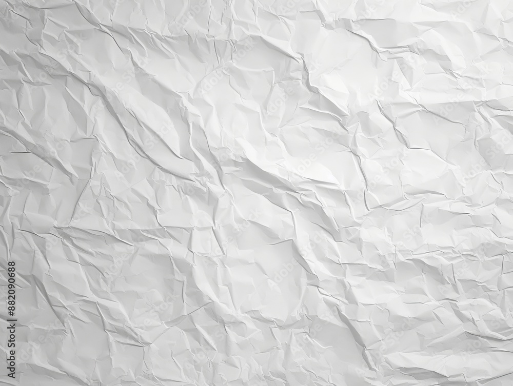 Fototapeta premium Crumpled white paper texture on a plain background.
