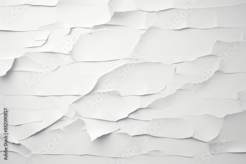 Crumpled white paper texture on a plain background.