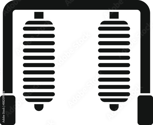 Simple silhouette style icon of car suspension springs absorbing shocks while driving