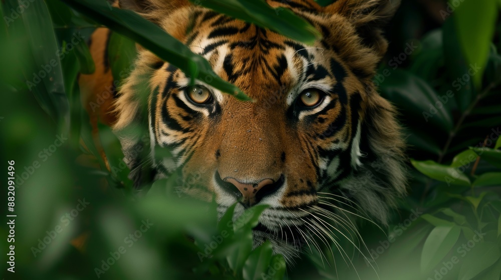 Dynamic wildlife encounter, predators and prey amidst dense flora, capturing the raw beauty and struggle of beasts in the wild Dynamic wildlife encounter, predators and prey amidst dense flora, capturing the raw beauty and struggle of beasts in the wild
