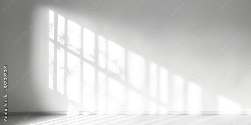 Sunlight Through a Window, Abstract Shadows on White Wall