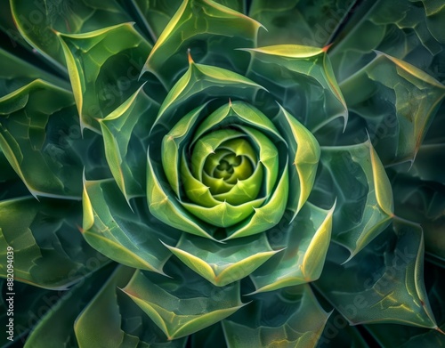 This natural pattern of a flat-topped aeonium (Aeonium tabuliforme) is green. photo