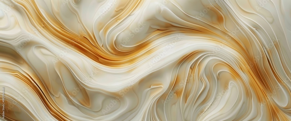Natural mixing patterns and textures of cappuccino coffee and milk foam in white, evoking a cozy atmosphere Natural mixing patterns and textures of cappuccino coffee and milk foam in white, evoking a cozy atmosphere