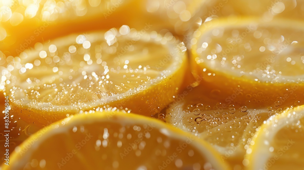 Refreshing, juicy lemon slices with bright, vibrant colors and ample copy space Refreshing, juicy lemon slices with bright, vibrant colors and ample copy space