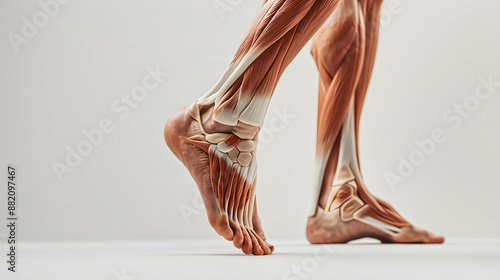 Detailed close-up showing toned calf muscles of a person, focusing on muscular definition and strength.