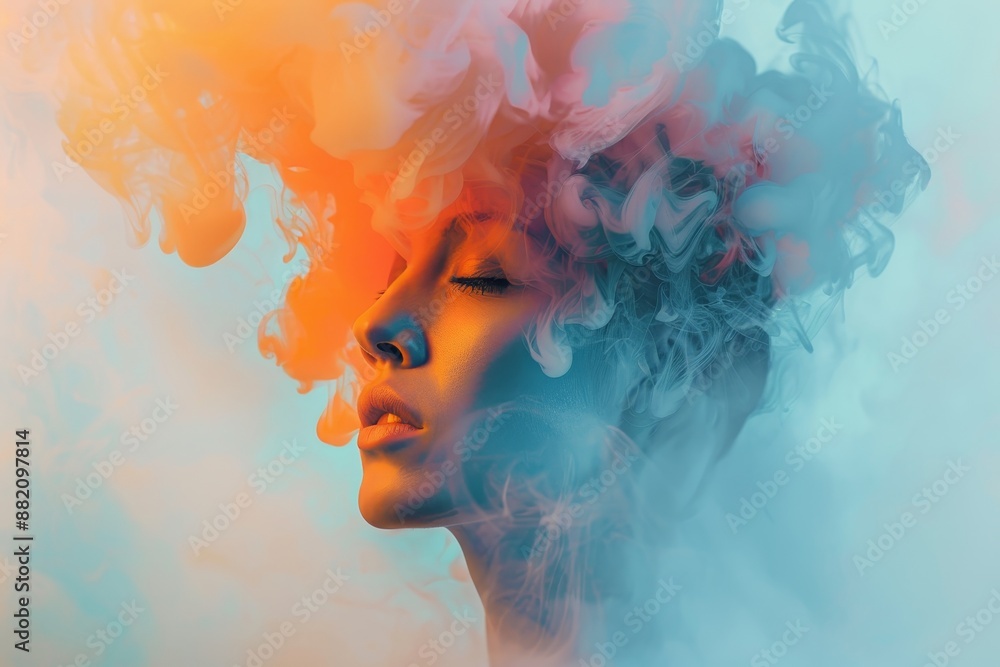 This abstract double exposure image shows a mental health profile of a person This abstract double exposure image shows a mental health profile of a person