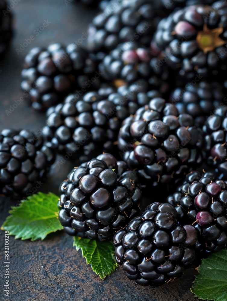 Succulent blackberries with a deep, rich color and ample copy space Succulent blackberries with a deep, rich color and ample copy space