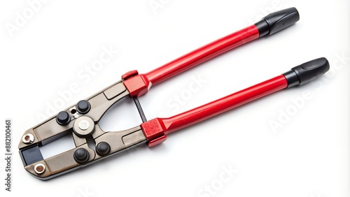 Red And Gray Pliers On A White Background photo