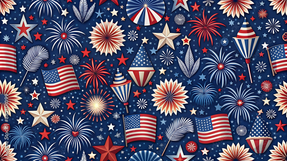 patriotic 4th of july themed seamless pattern patriotic 4th of july themed seamless pattern