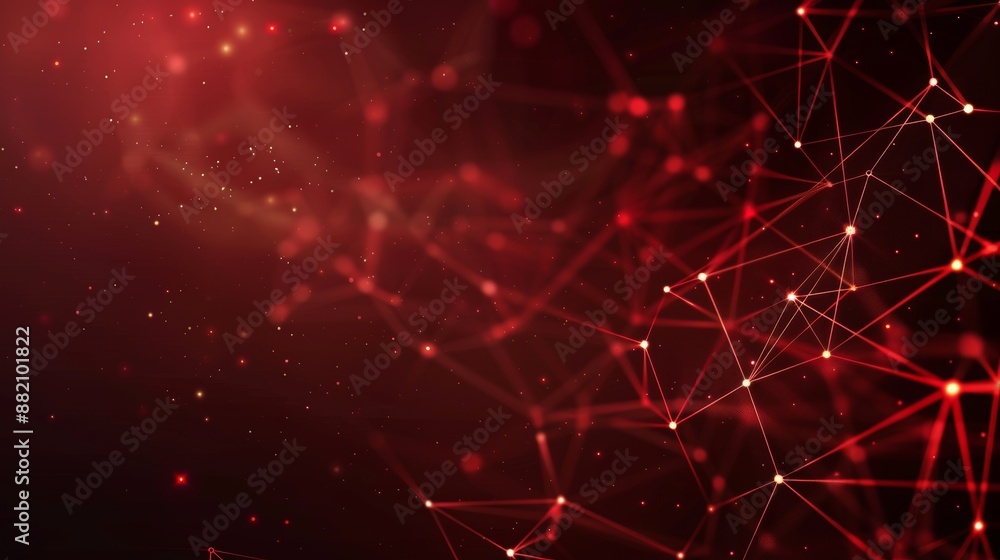 Connecting dots and lines in red abstract polygonal space. Dark background. With 3D structure. Connecting dots and lines in red abstract polygonal space. Dark background. With 3D structure.
