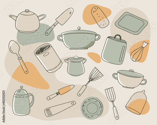 seamless pattern of cooking utensils v3