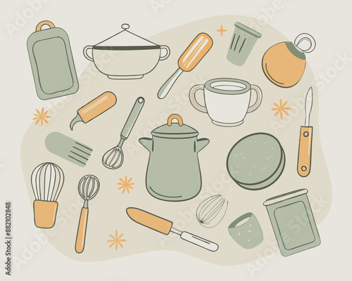 seamless pattern of cooking utensils