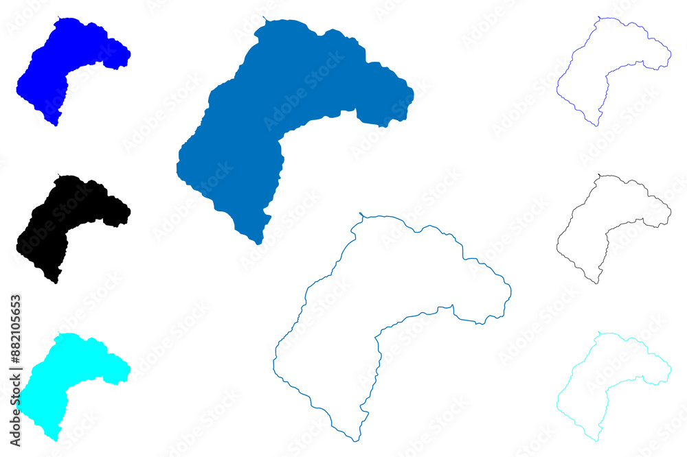 Obraz premium Lake Ranau (Republic of Indonesia, Sumatra) map vector illustration, scribble sketch Danau Ranau map