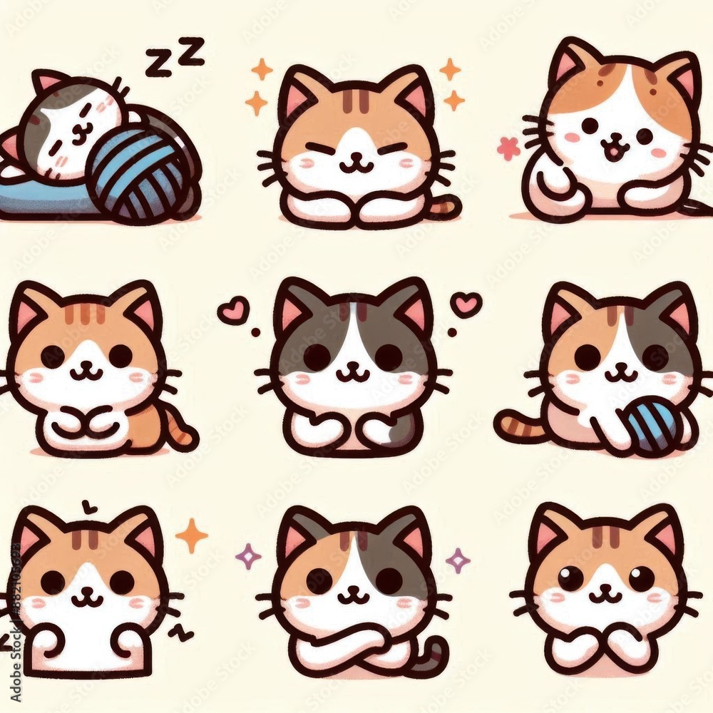 set of funny cats icon set of funny cats icon