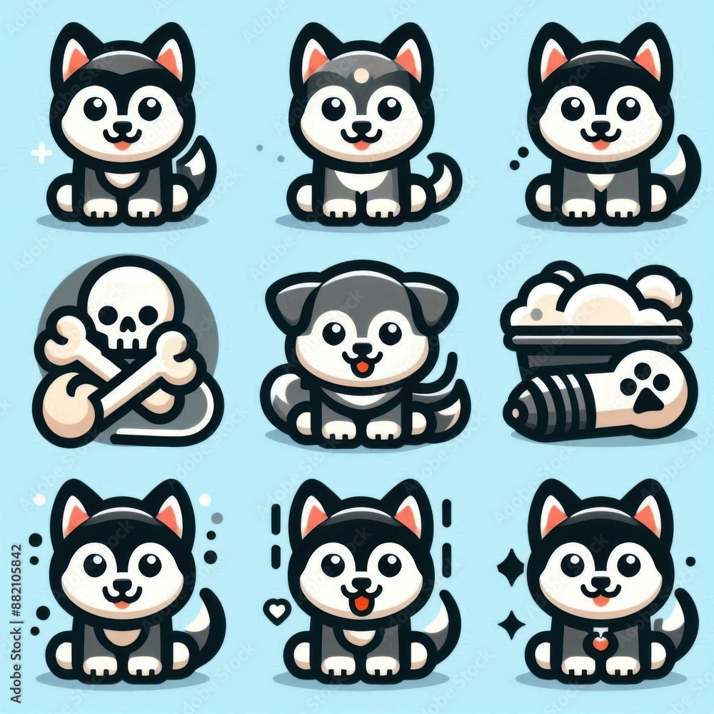 cute husky cartoon sets cute husky cartoon sets
