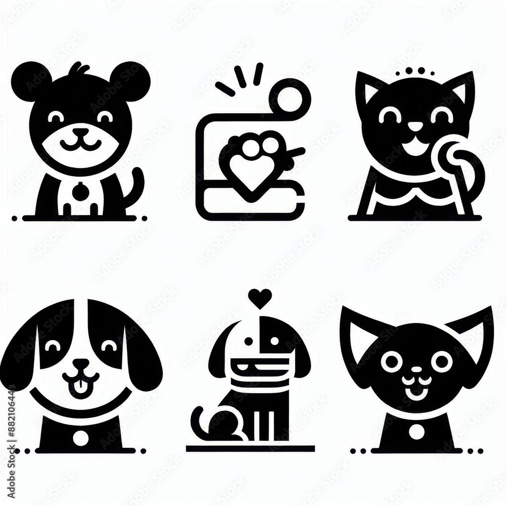set of dogs and cats icon set of dogs and cats icon