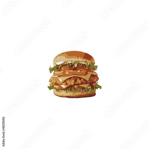 "Vector Burger Design" - a vivid and enticing illustration 
capturing the essence of fast-food indulgence.