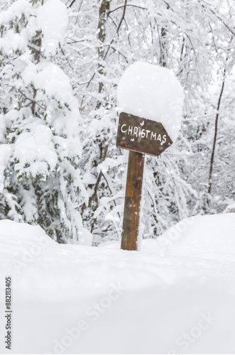 Christmas Schild im Schnee