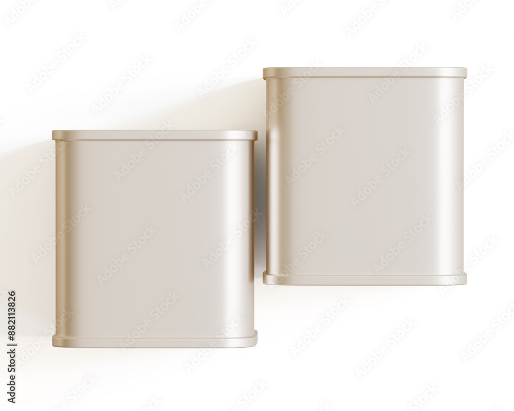 Tea tin square metal texture packaging on gray background 3D render illustration Tea tin square metal texture packaging on gray background 3D render illustration