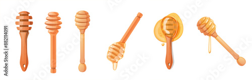Set of Honey Dippers with Dripping Honey