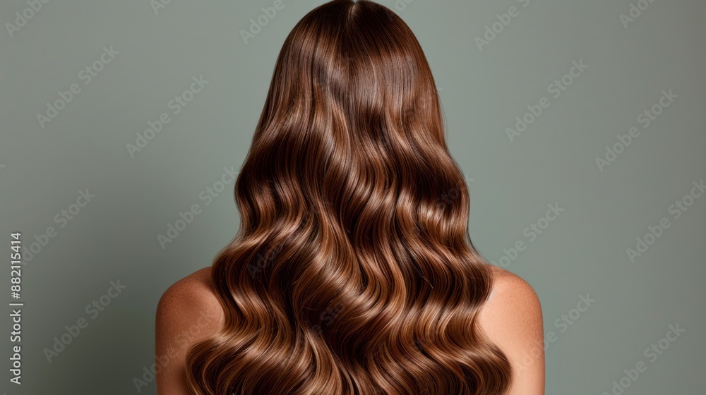 Back view of woman with wavy brown hair Back view of woman with wavy brown hair