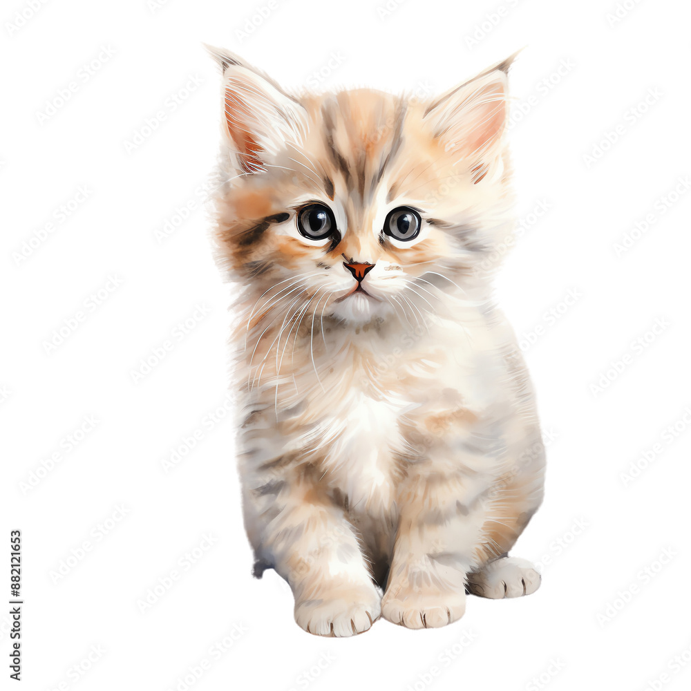 Cute fluffy kitten with big blue eyes, sitting and looking at the camera. Perfect for pet-related projects. Cute fluffy kitten with big blue eyes, sitting and looking at the camera. Perfect for pet-related projects.