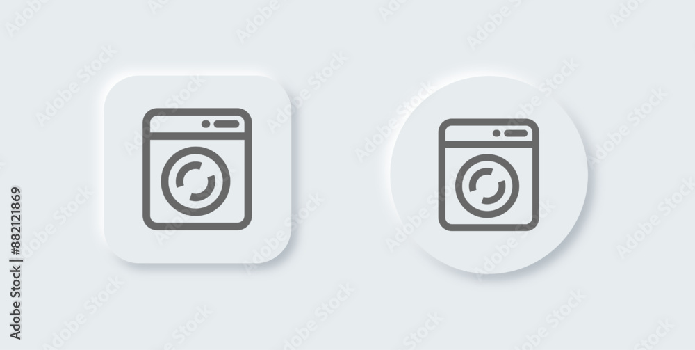Washing machine line icon in neomorphic design style. Laundry signs vector illustration. Washing machine line icon in neomorphic design style. Laundry signs vector illustration.
