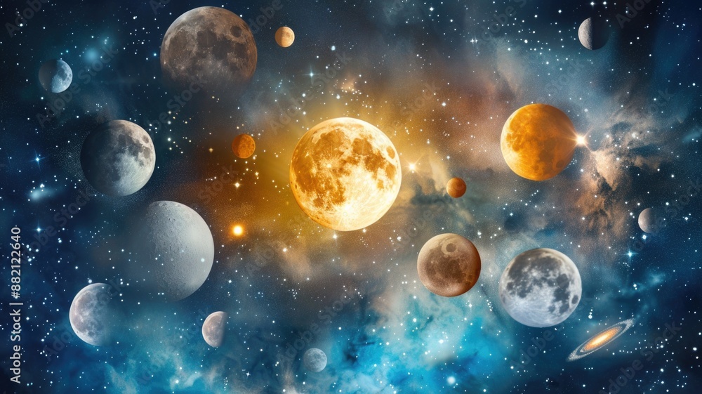 Artistic visualization of an astrological events calendar, highlighting significant events Artistic visualization of an astrological events calendar, highlighting significant events
