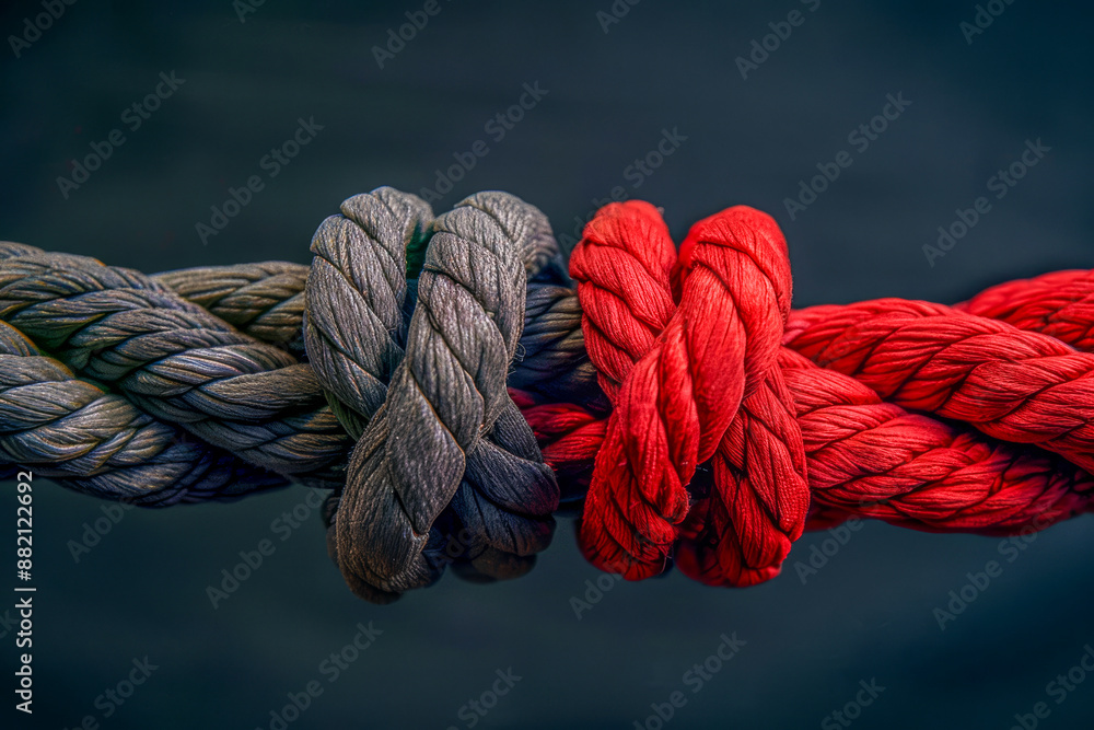 Colorful Knotted Ropes in Front of a Dark Background Strength, Unity, and Contrast in Industrial Design Colorful Knotted Ropes in Front of a Dark Background Strength, Unity, and Contrast in Industrial Design