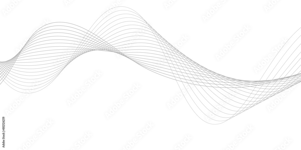 White wave curve lines banner background design. Abstract soft wave lines dynamic flowing gray light isolated background. Vector Illustration of the gray pattern of lines. Black stripes on white . White wave curve lines banner background design. Abstract soft wave lines dynamic flowing gray light isolated background. Vector Illustration of the gray pattern of lines. Black stripes on white .