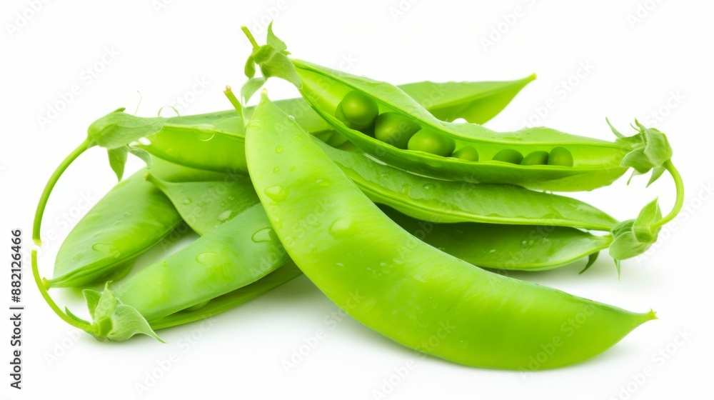 Several sweet pea pods on a white background Several sweet pea pods on a white background