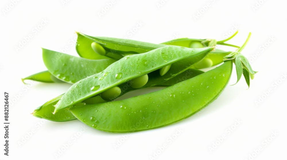 Several sweet pea pods on a white background Several sweet pea pods on a white background