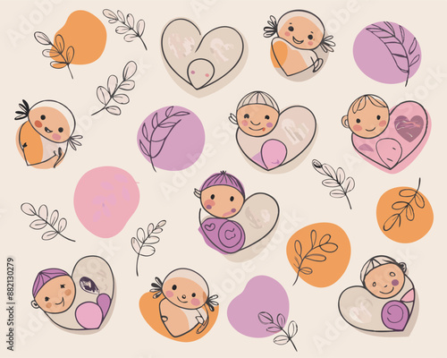 seamless pattern cute baby v7