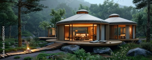 Modern yurt with innovative design. photo