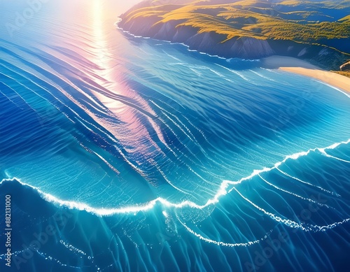 Beautiful seascape. Sunrise over the sea. 3d rendering