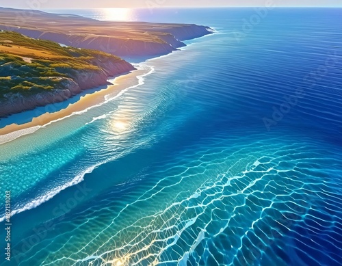 Beautiful seascape. Sunrise over the sea. 3d rendering