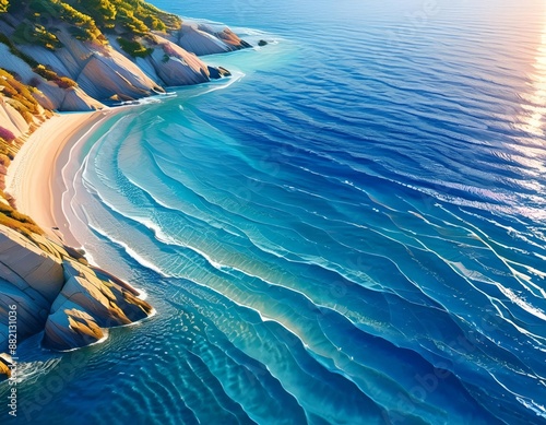 Beautiful seascape. Sunrise over the sea. 3d rendering